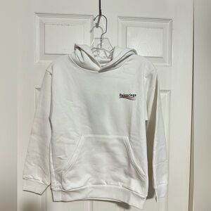 💯%Authentic!Brand New!Balenciaga KIDS POLITICAL CAMPAIGN HOODIE IN WHITE size10